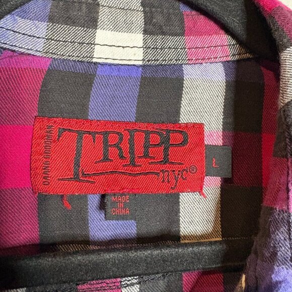 Tripp NYC plaid studded button down flannel shirt - Picture 3 of 5